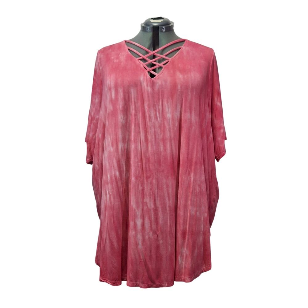 Torrid Super Soft Tie Dye Tunic Top Lattice Front Plus Size 6